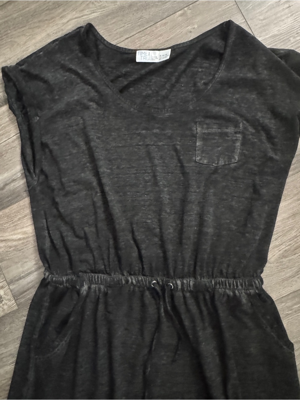 Time and Tru Black V-Neck Drawstring Maxi Dress XL - Picture 2 of 9